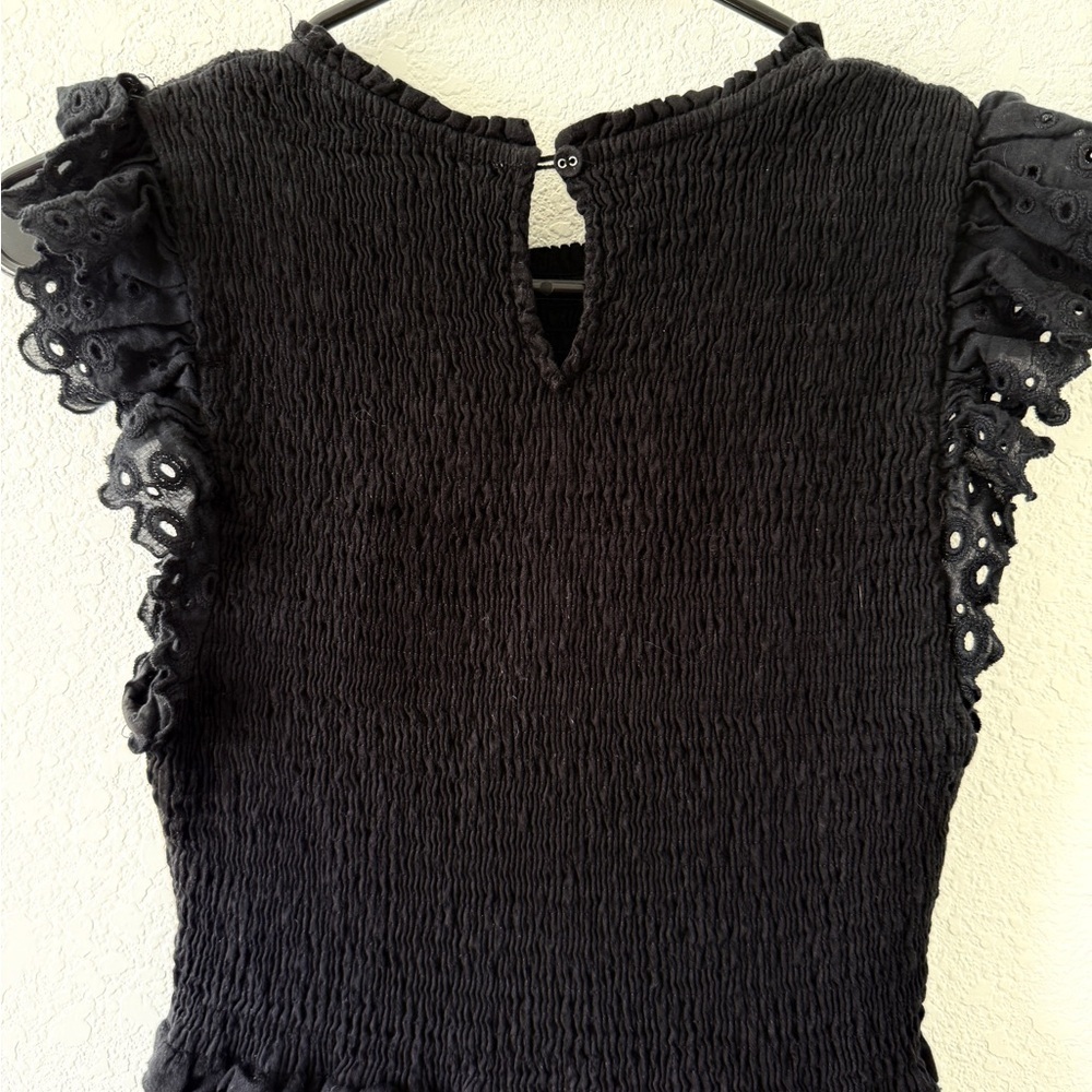 MARBLE Black Ruched Maxi Dress with Flutter Sleeves - Picture 8 of 9